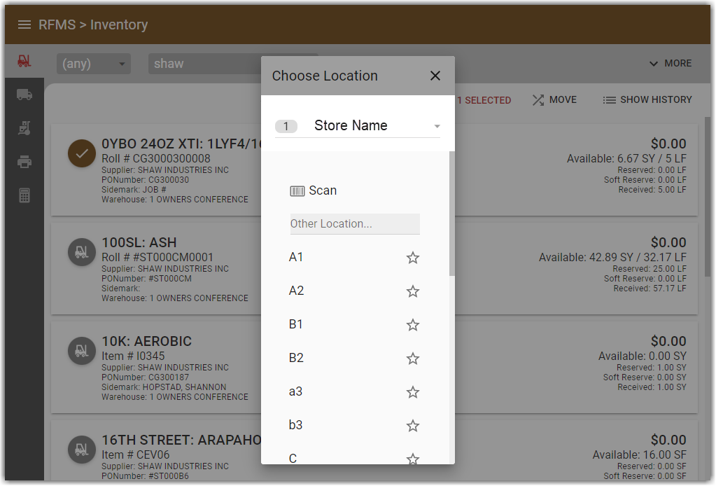 How to Move Inventory via the Inventory Search Screen in Warehouse